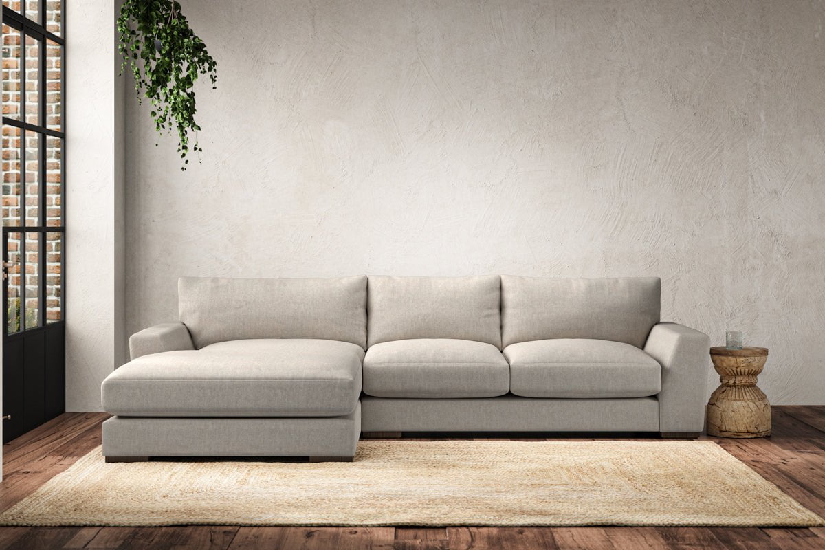 Guddu Medium Left Hand Chaise Sofa - Brera Linen Natural