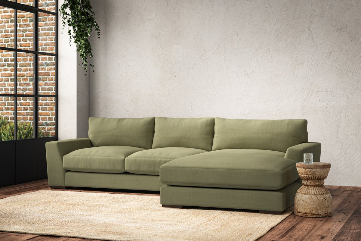 Guddu Medium Right Hand Chaise Sofa - Brera Linen Sage