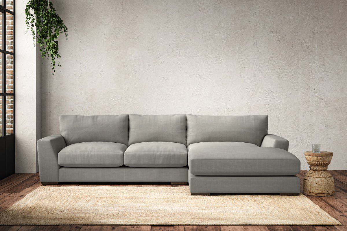 Guddu Medium Right Hand Chaise Sofa - Brera Linen Smoke