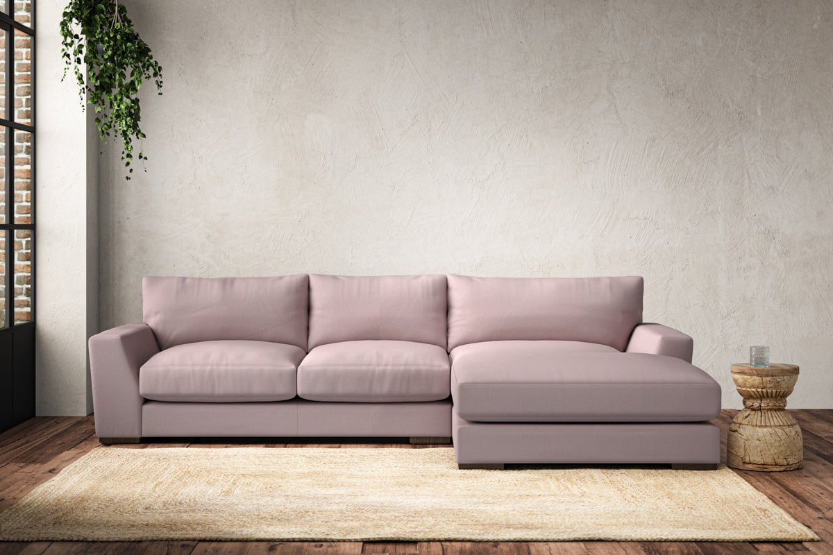 Guddu Medium Right Hand Chaise Sofa - Recycled Cotton Lavender
