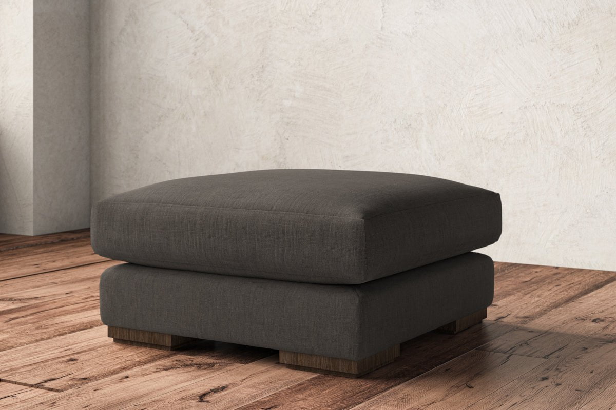 Guddu Medium Footstool - Brera Linen Granite