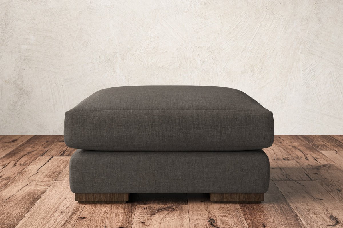 Guddu Medium Footstool - Brera Linen Granite