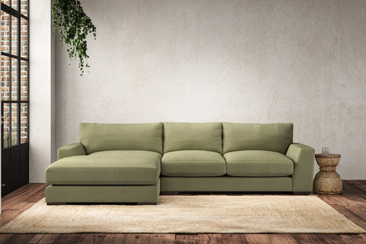 Guddu Medium Left Hand Chaise Sofa - Brera Linen Sage