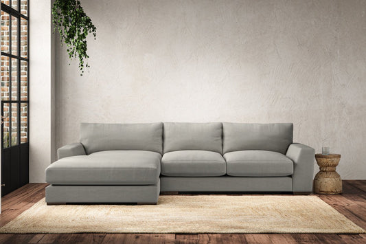Guddu Medium Left Hand Chaise Sofa - Brera Linen Smoke
