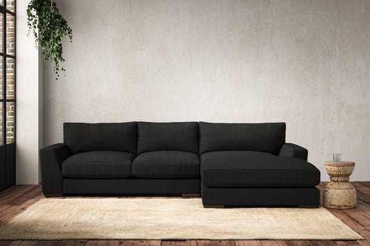 Guddu Medium Right Hand Chaise Sofa - Brera Linen Charcoal