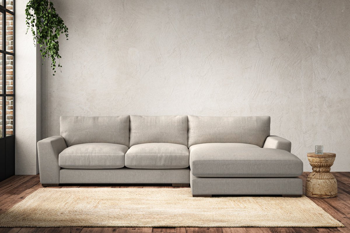 Guddu Medium Right Hand Chaise Sofa - Brera Linen Natural