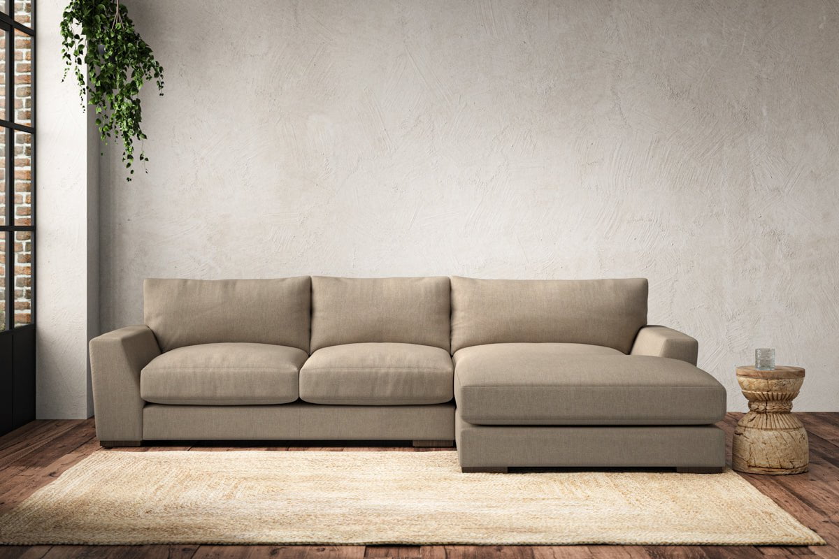 Guddu Medium Right Hand Chaise Sofa - Brera Linen Pebble