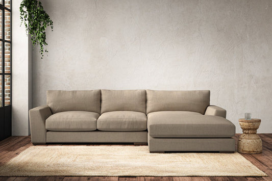 Guddu Medium Right Hand Chaise Sofa - Brera Linen Pebble