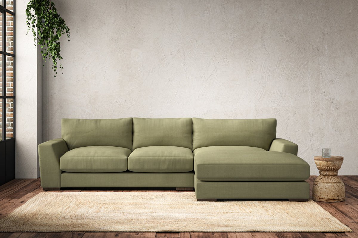 Guddu Medium Right Hand Chaise Sofa - Brera Linen Sage