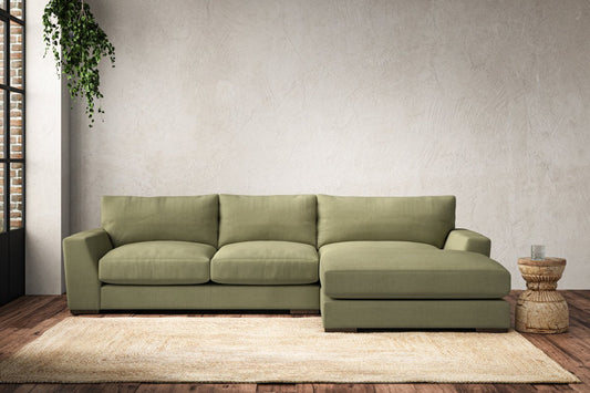 Guddu Medium Right Hand Chaise Sofa - Brera Linen Sage