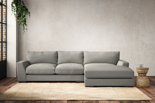 Guddu Medium Right Hand Chaise Sofa - Brera Linen Smoke