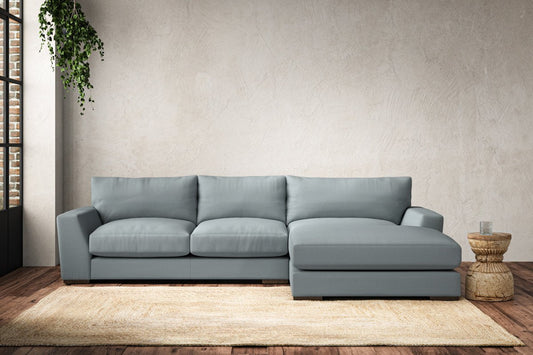 Guddu Medium Right Hand Chaise Sofa - Recycled Cotton Horizon