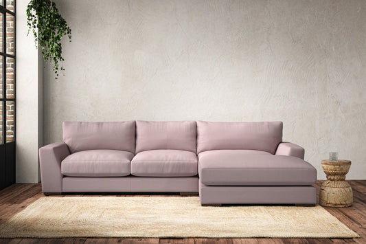 Guddu Medium Right Hand Chaise Sofa - Recycled Cotton Lavender