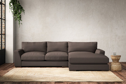 Guddu Medium Right Hand Chaise Sofa - Recycled Cotton Mocha