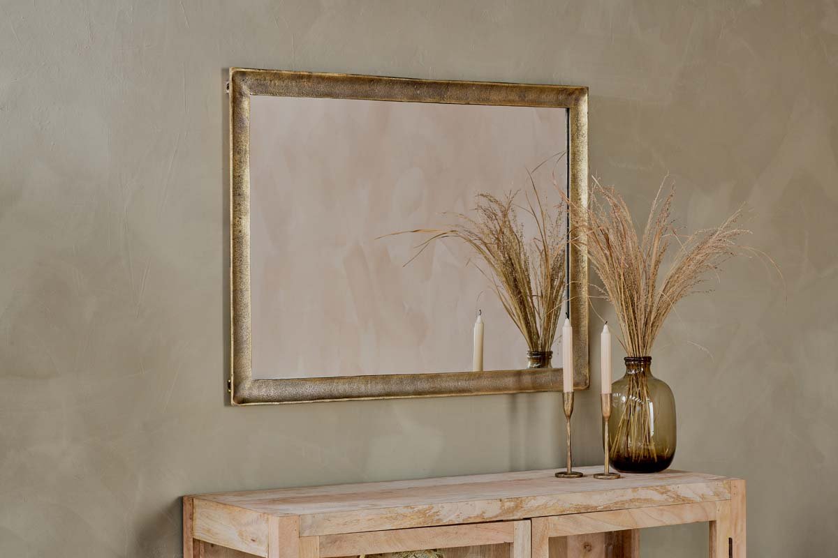 Yadur Rectangular Mirror - Antique Brass - Large