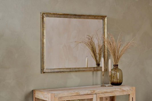 Yadur Rectangular Mirror - Antique Brass - Large