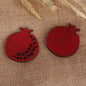 Artisan Hand-Carved 2-Piece Red Pomegranate Wood Magnet Set - Pomegranate Signals